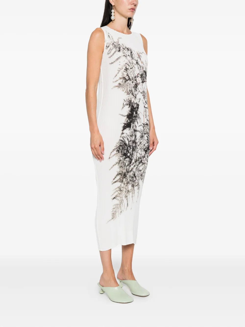 Issey Miyake Pressed Flora midi dress Wit