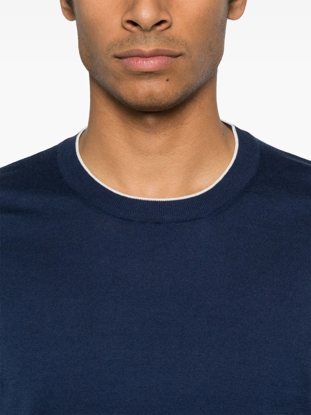 Brunello Cucinelli Fijngebreid T-shirt Blauw