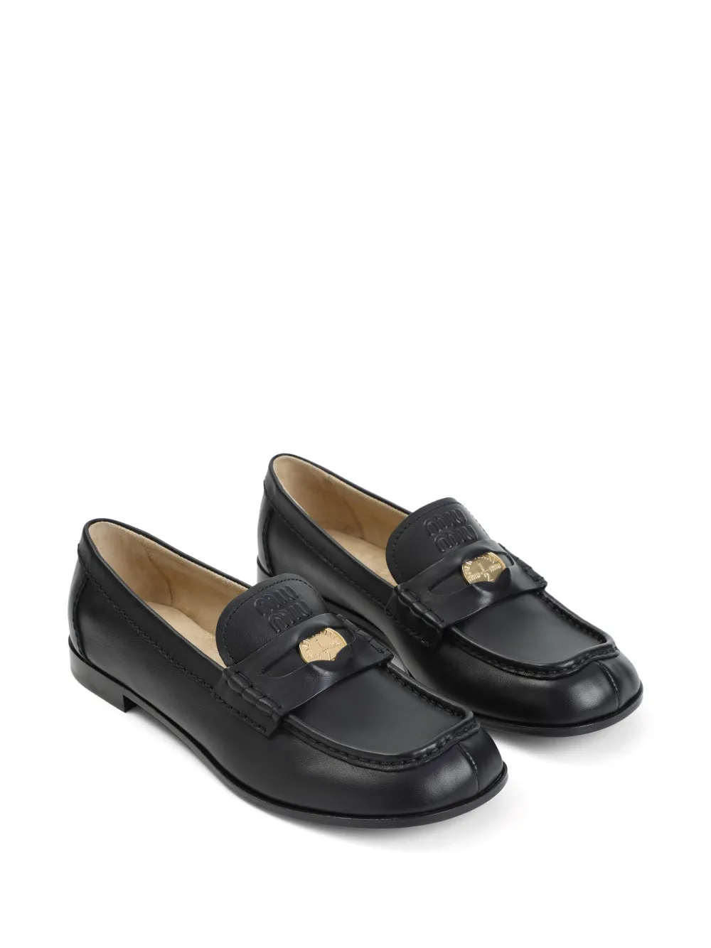 Miu Miu coin-detail loafers - Zwart