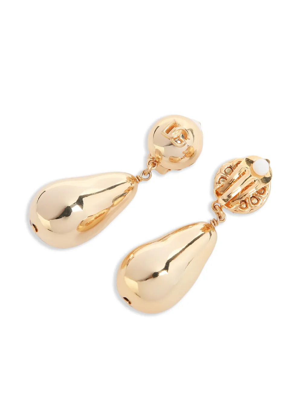 Dolce & Gabbana logo-embossed clip-on earrings - Goud