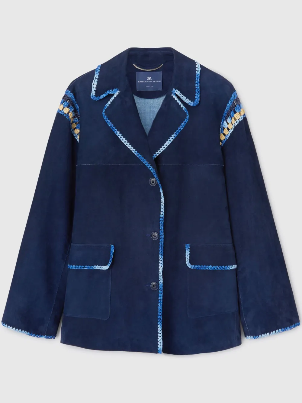 Ermanno Scervino Single-breasted Suede Jacket In Blau