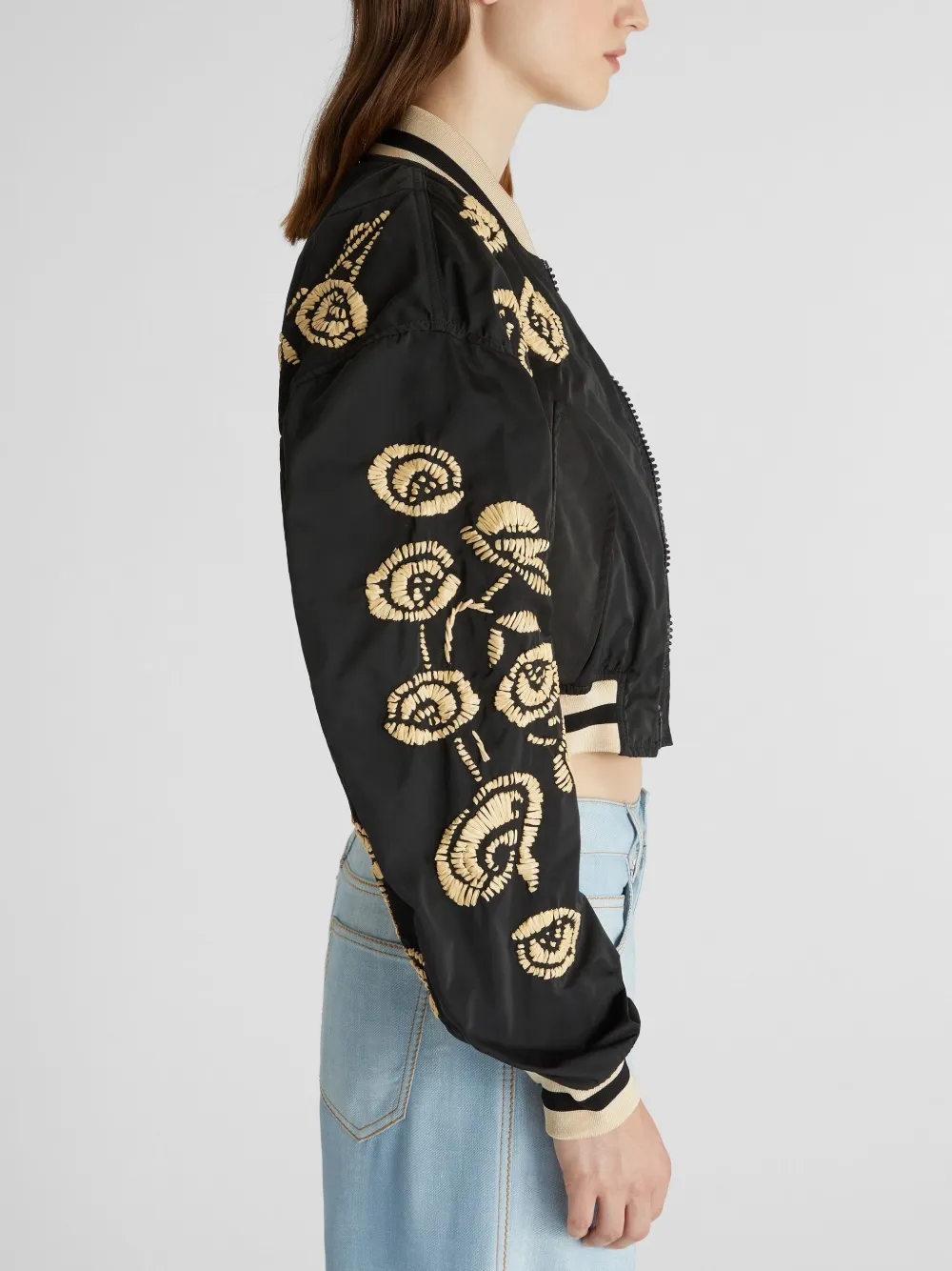 Ermanno Scervino Bomberjack met geborduurde bloemen Zwart