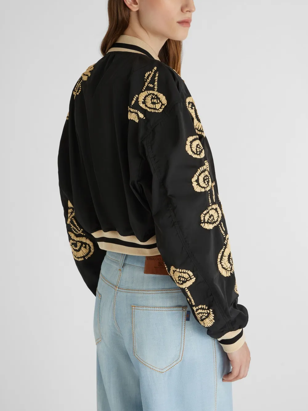 Ermanno Scervino Bomberjack met geborduurde bloemen Zwart