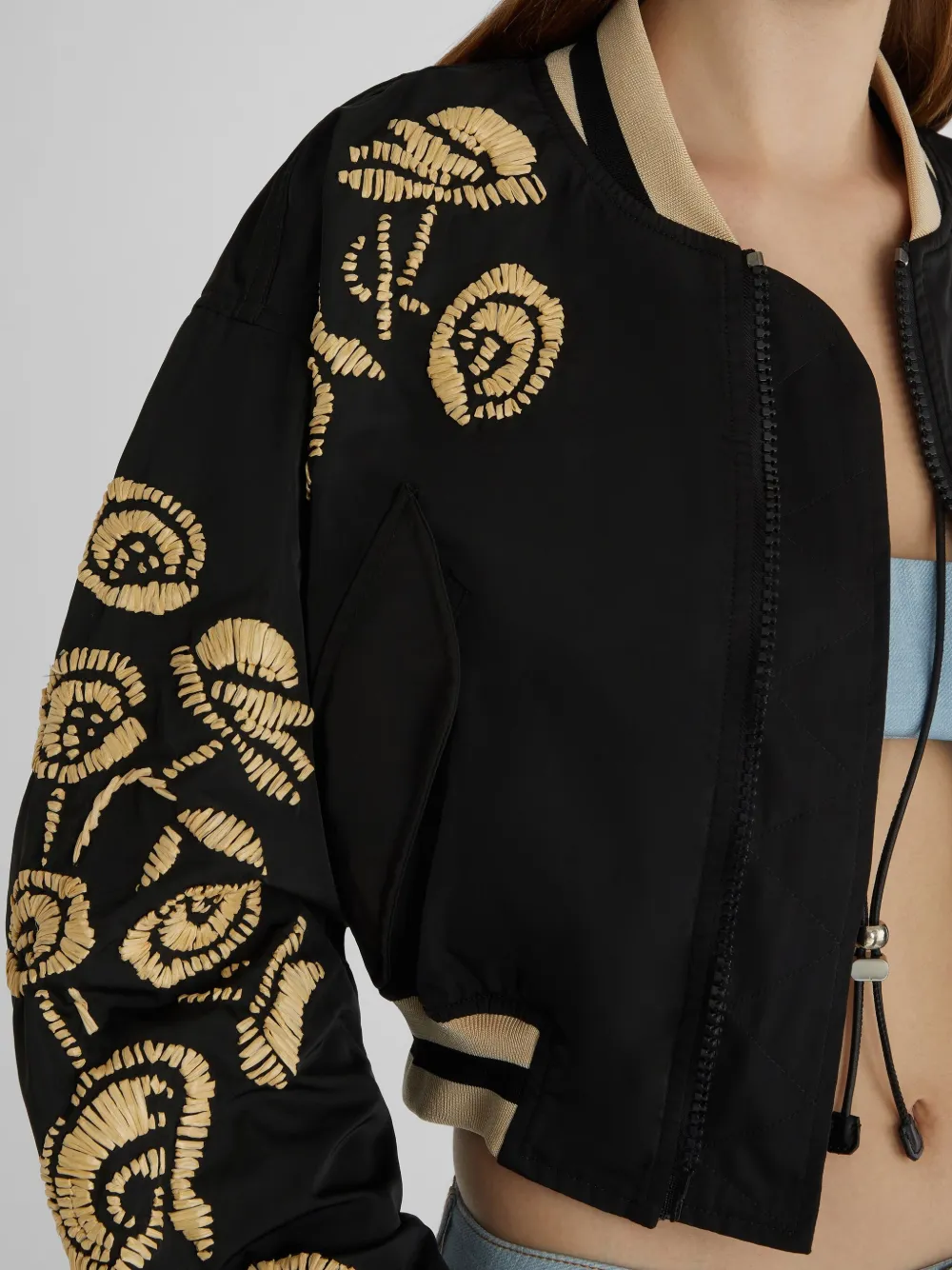 Ermanno Scervino Bomberjack met geborduurde bloemen Zwart