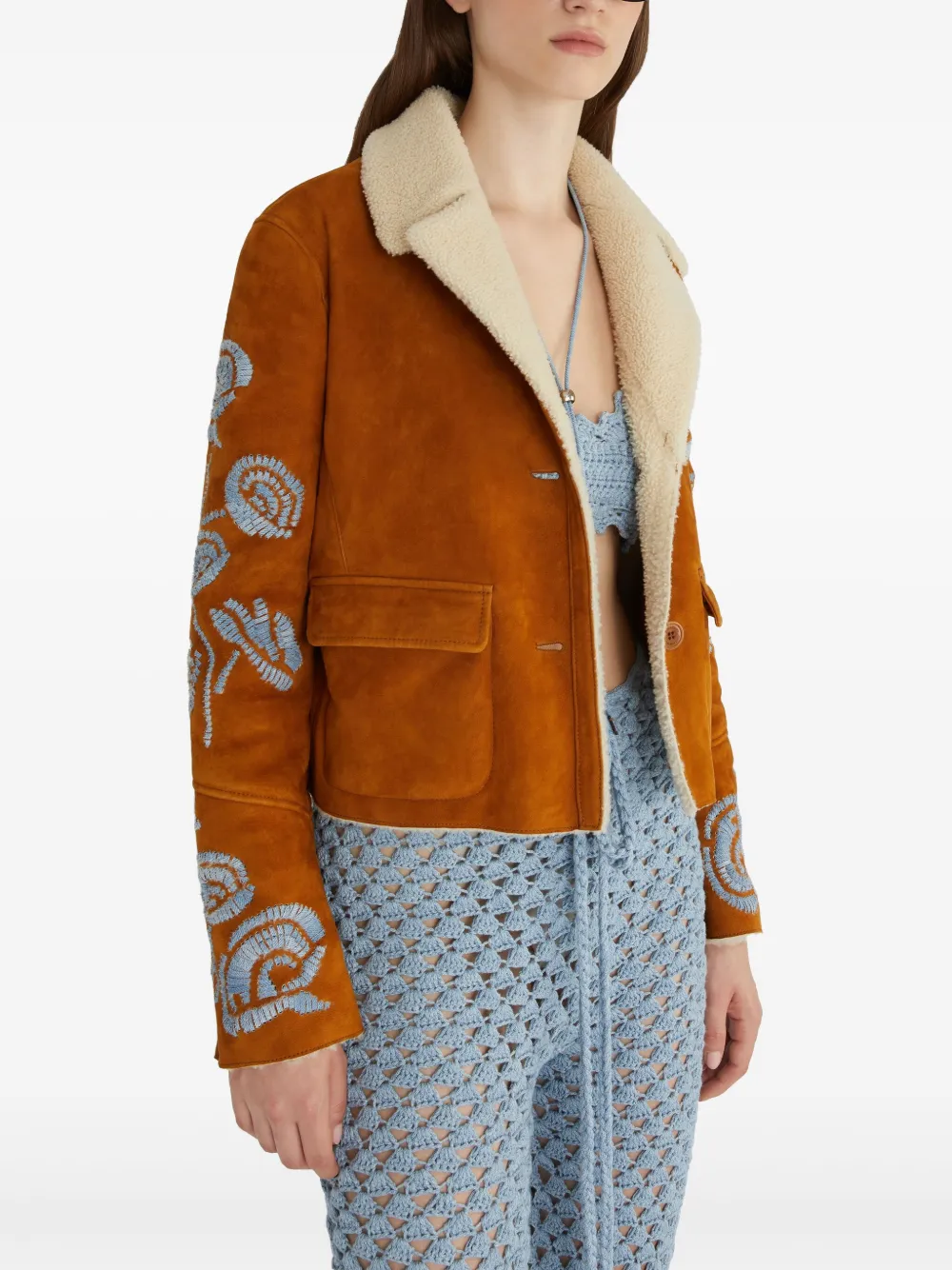 Ermanno Scervino Lammy jack met geborduurde bloemen Bruin