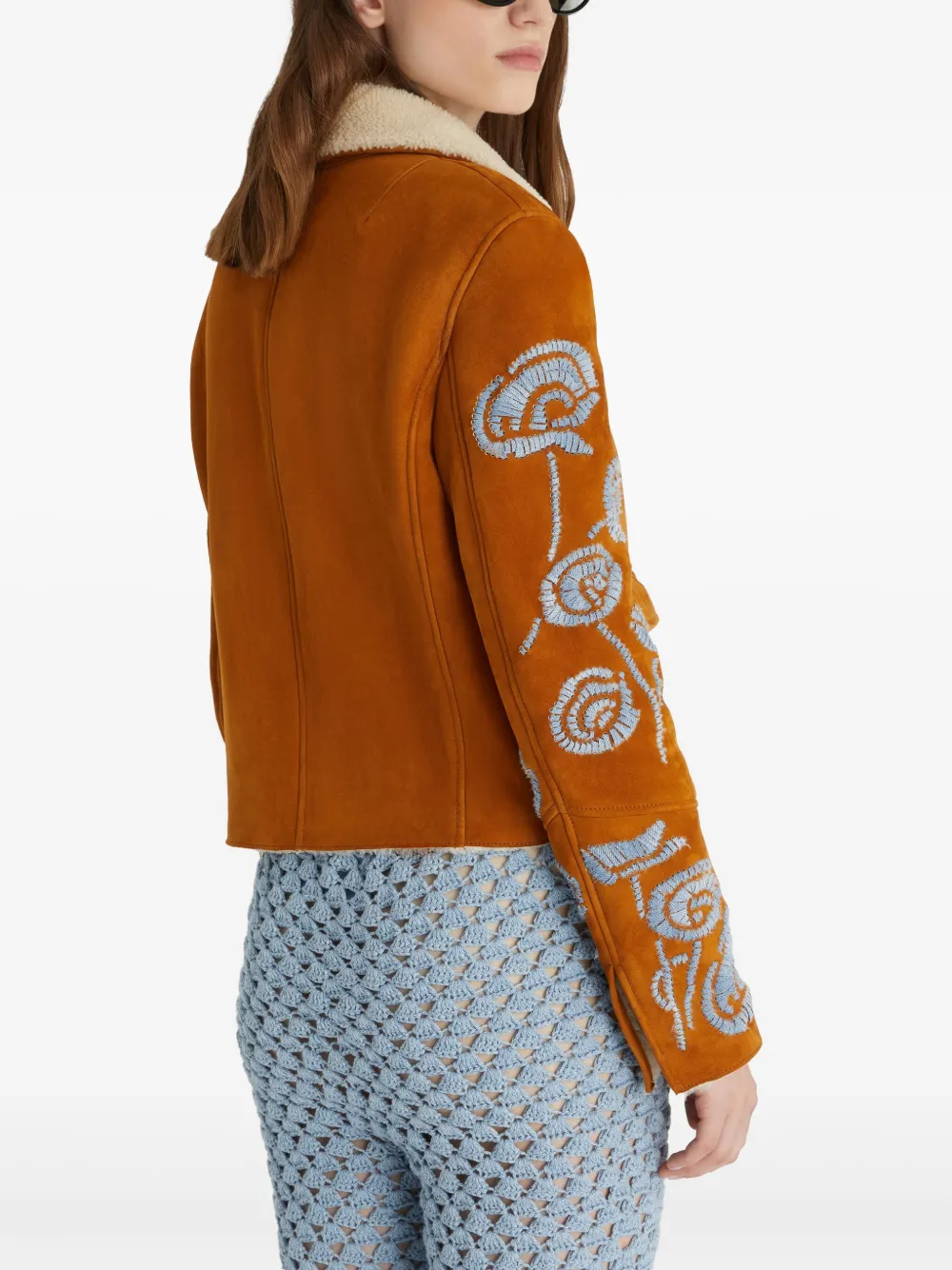 Ermanno Scervino Lammy jack met geborduurde bloemen Bruin