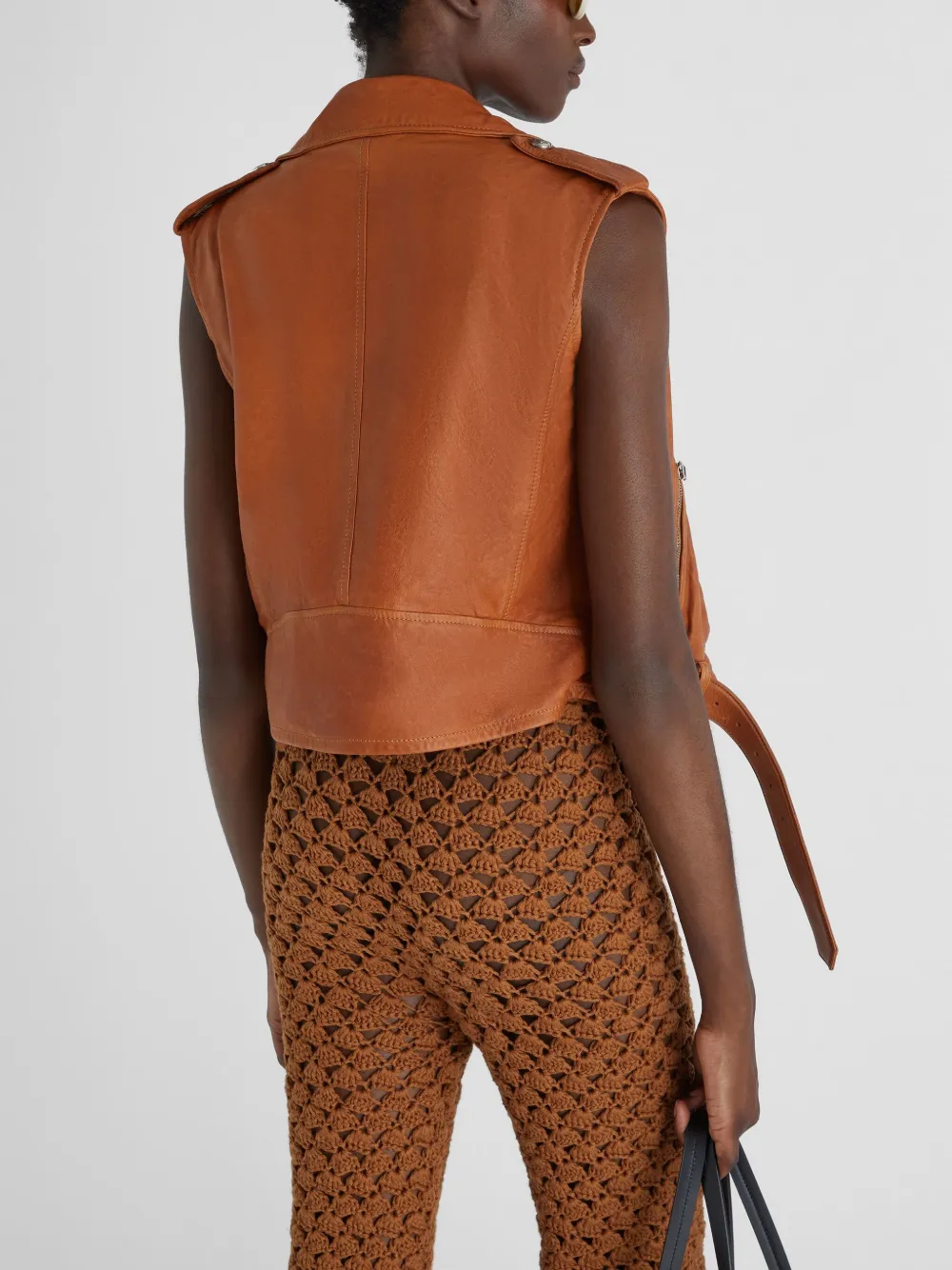 Ermanno Scervino Leren gilet Bruin