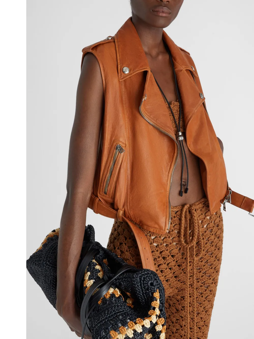 Ermanno Scervino Leren gilet Bruin