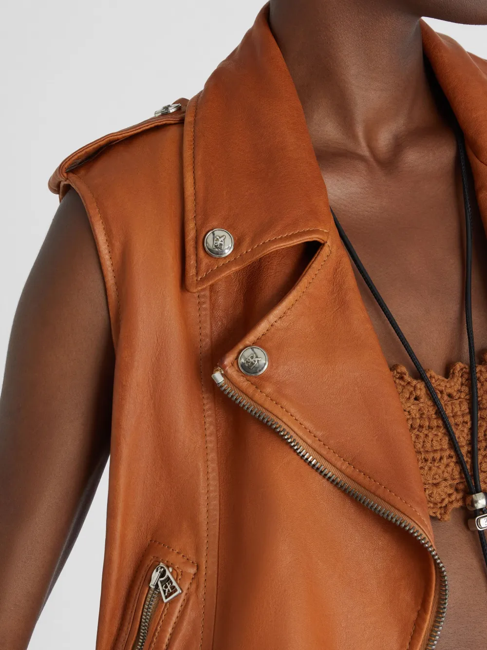 Ermanno Scervino Leren gilet Bruin