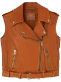 Ermanno Scervino leather biker waistcoat - Brown