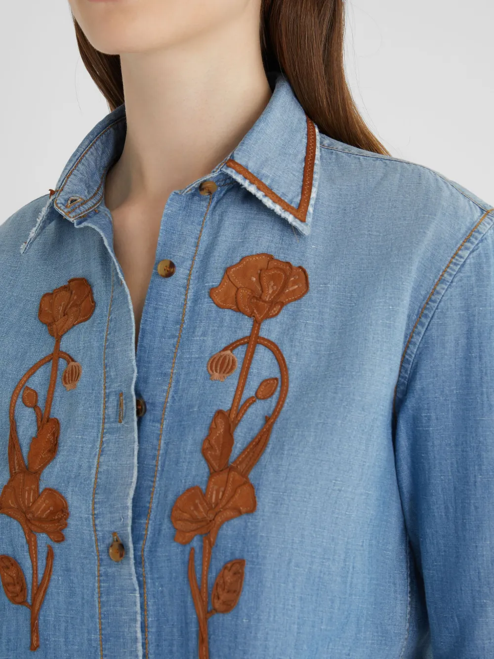 Ermanno Scervino Blouse met geborduurde bloemen Blauw