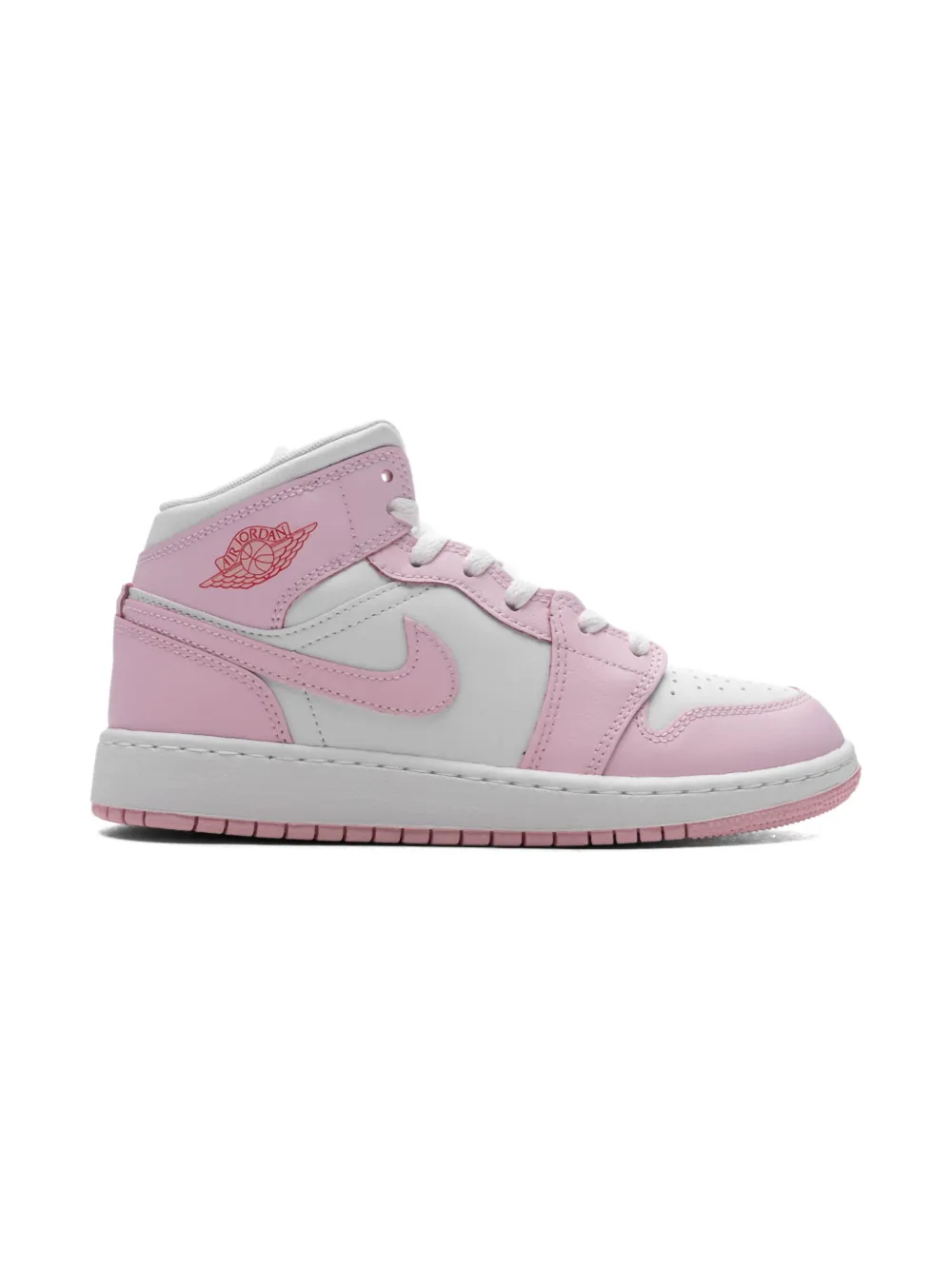 Jordan Kids Jordan 1 Mid "Pink Foam Fire Red" sneakers