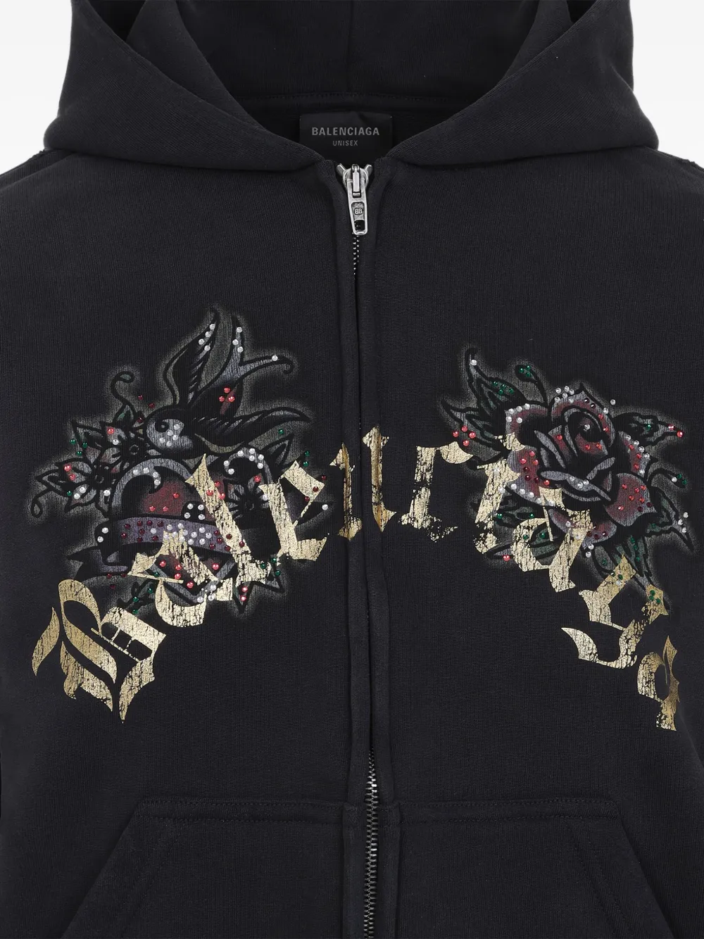 Balenciaga Tacky Tattoo gerafelde hoodie Zwart