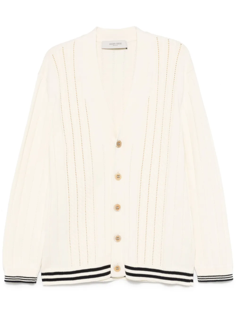 cable-knit cotton cardigan