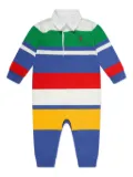 POLO RALPH LAUREN KIDS striped polo romper - Blue