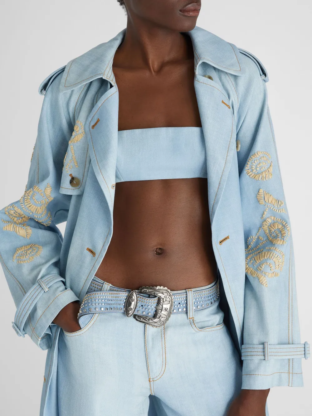 Ermanno Scervino Denim trenchcoat Blauw