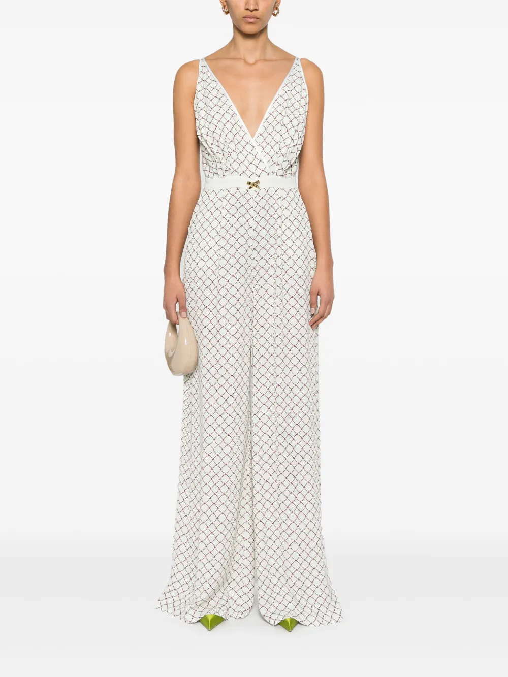 Elisabetta Franchi Jumpsuit met monogramprint - Groen