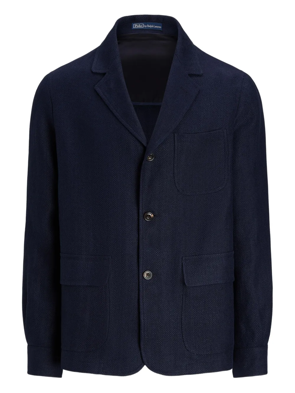 Polo Ralph Lauren Blazer met visgraatpatroon en enkele rij knopen Blauw
