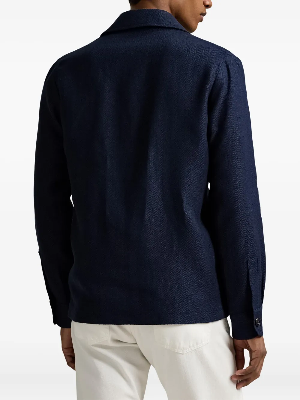 Polo Ralph Lauren Blazer met visgraatpatroon en enkele rij knopen Blauw