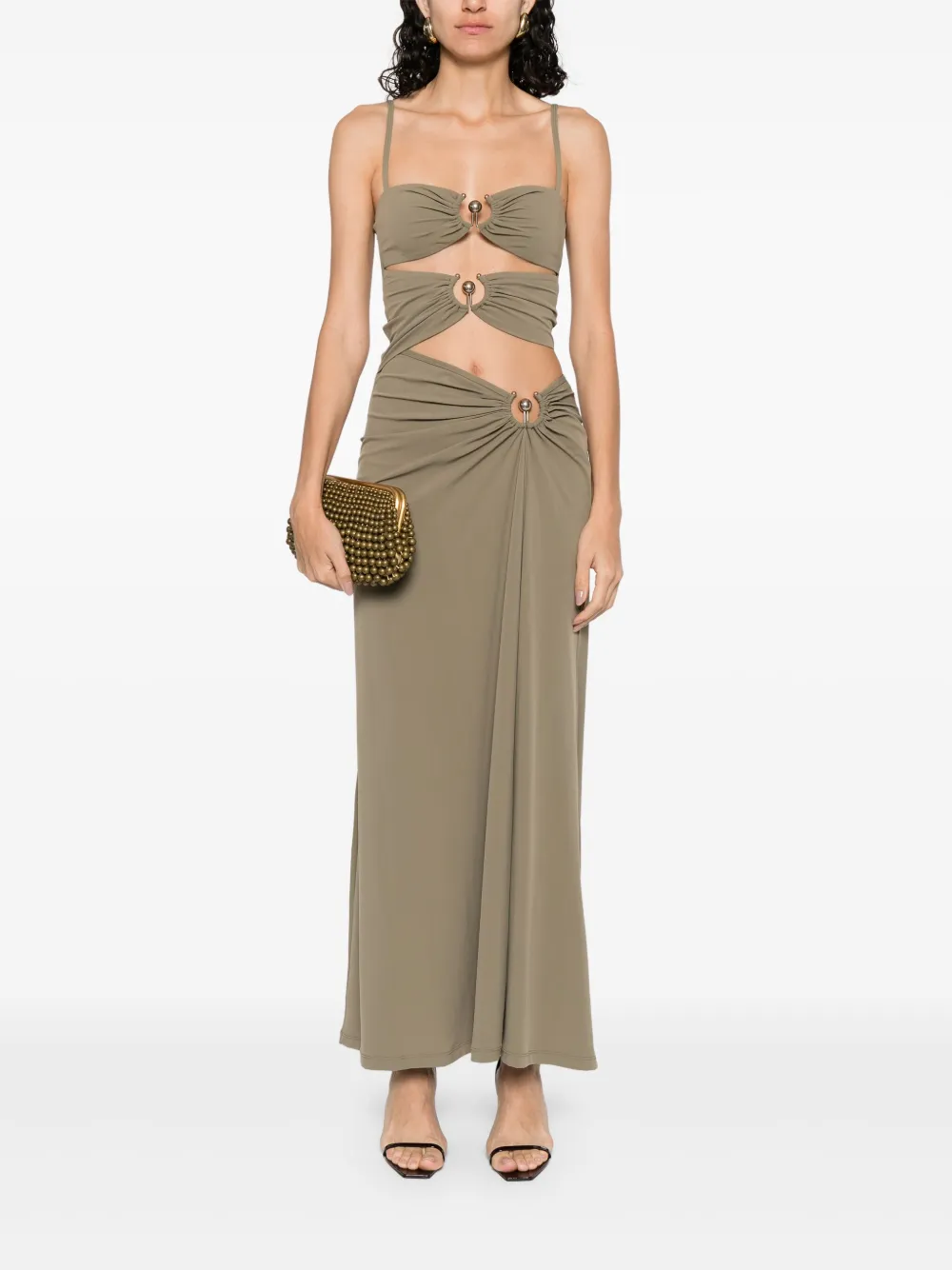 Christopher Esber ruched orbit midi dress - Groen