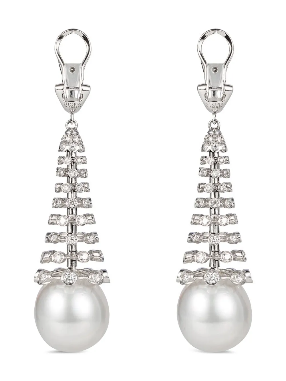 18k White Gold Notturno Diamond And Pearl Earrings