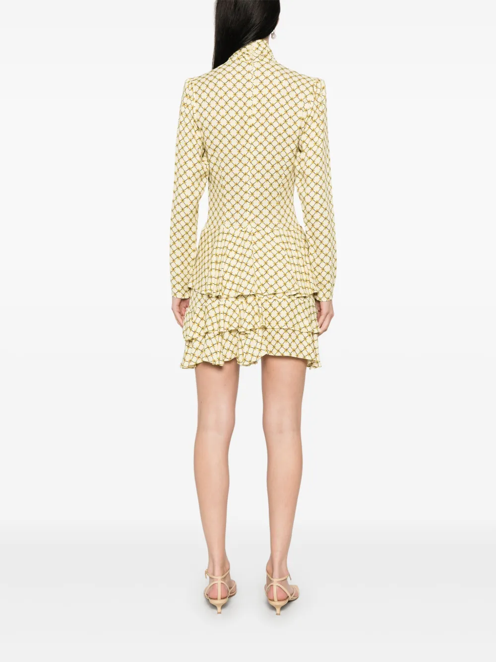 Shop Elisabetta Franchi Monogram-print Midi Dress In Yellow