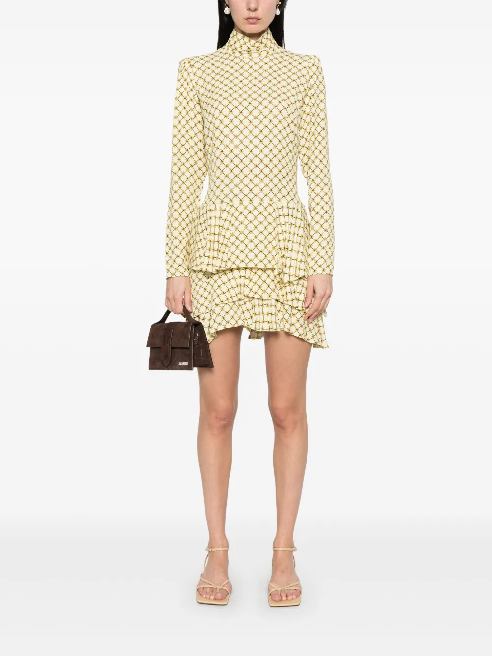 Elisabetta Franchi Midi-jurk met monogramprint - Geel