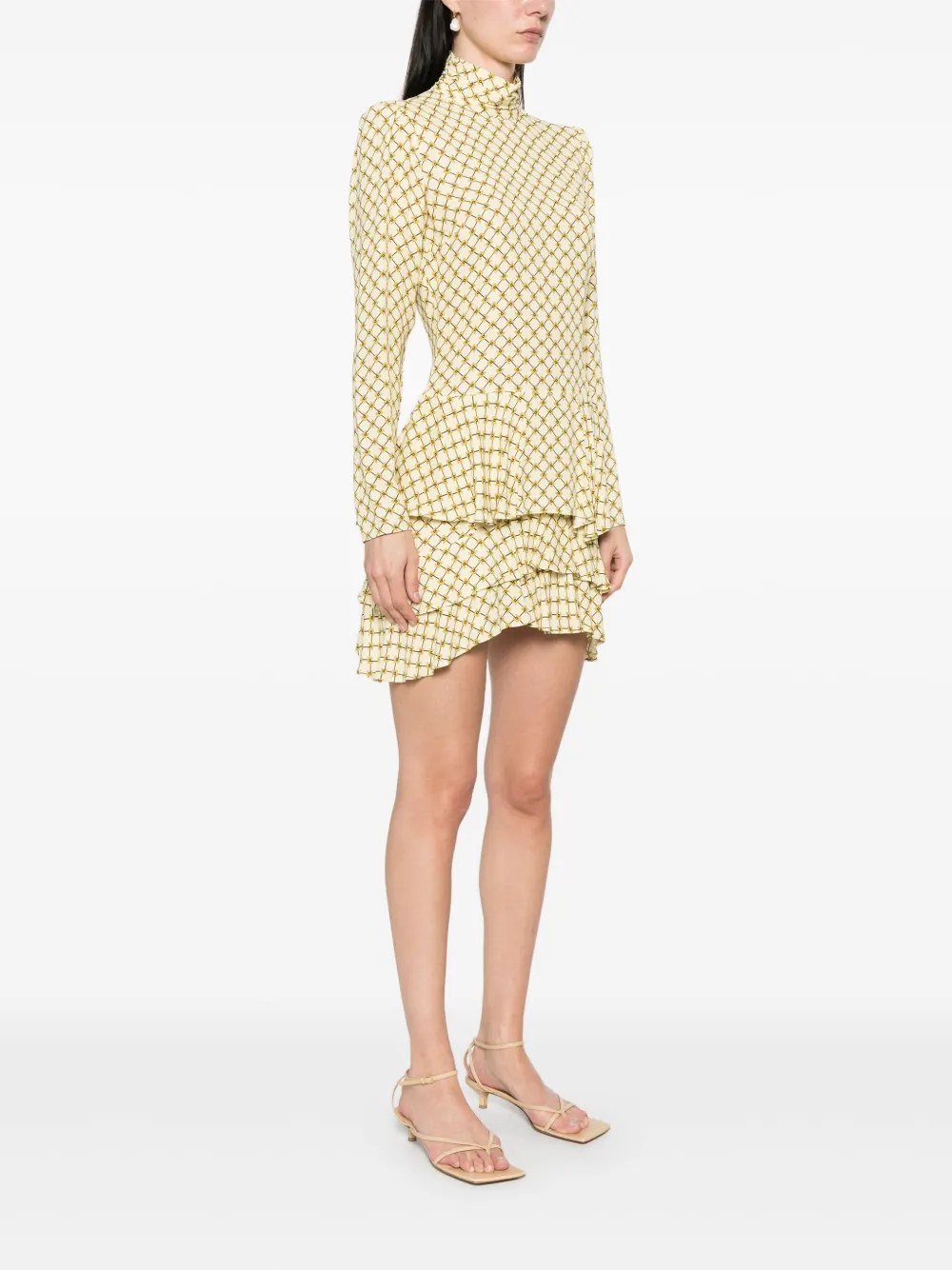 Shop Elisabetta Franchi Monogram-print Midi Dress In Yellow
