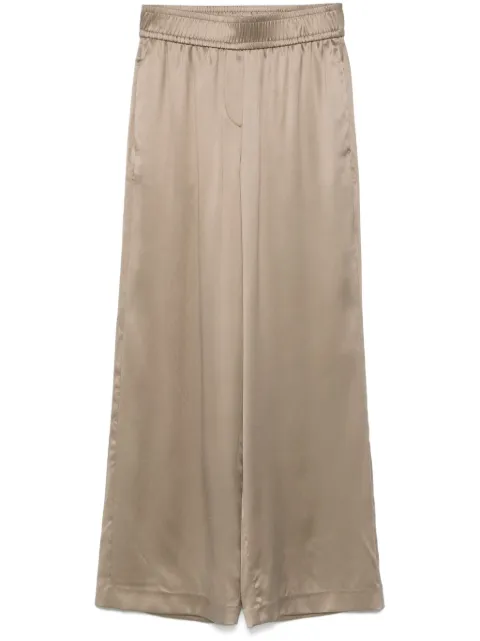 Brunello Cucinelli satin-finish wide-leg trousers 