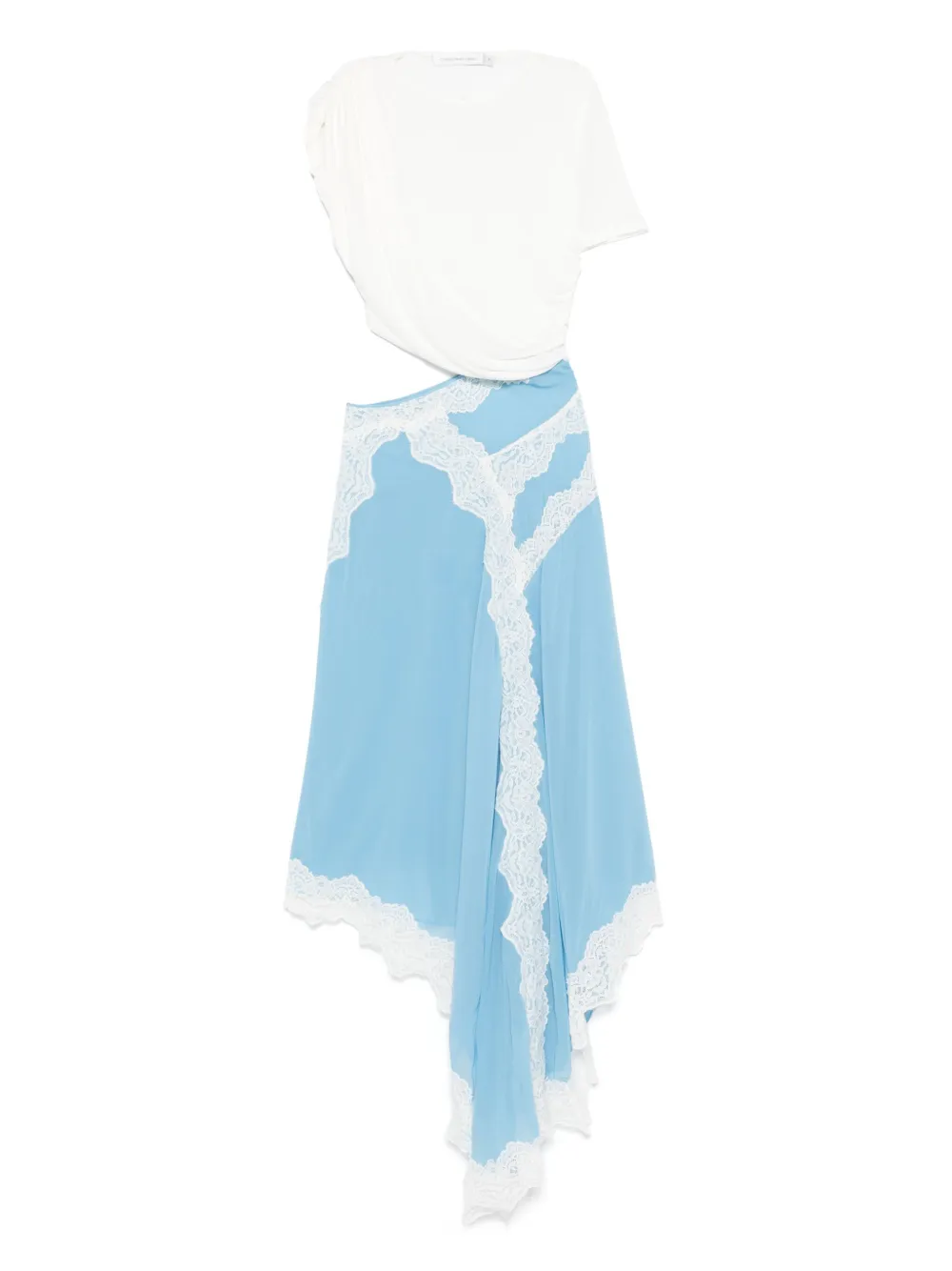 Christopher Esber robe mi-longue à détails en dentelle | bleu | Image 1