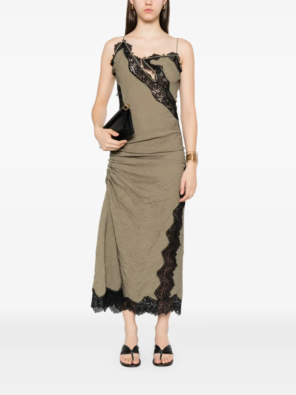 Christopher Esber Midi-jurk met kant - Groen