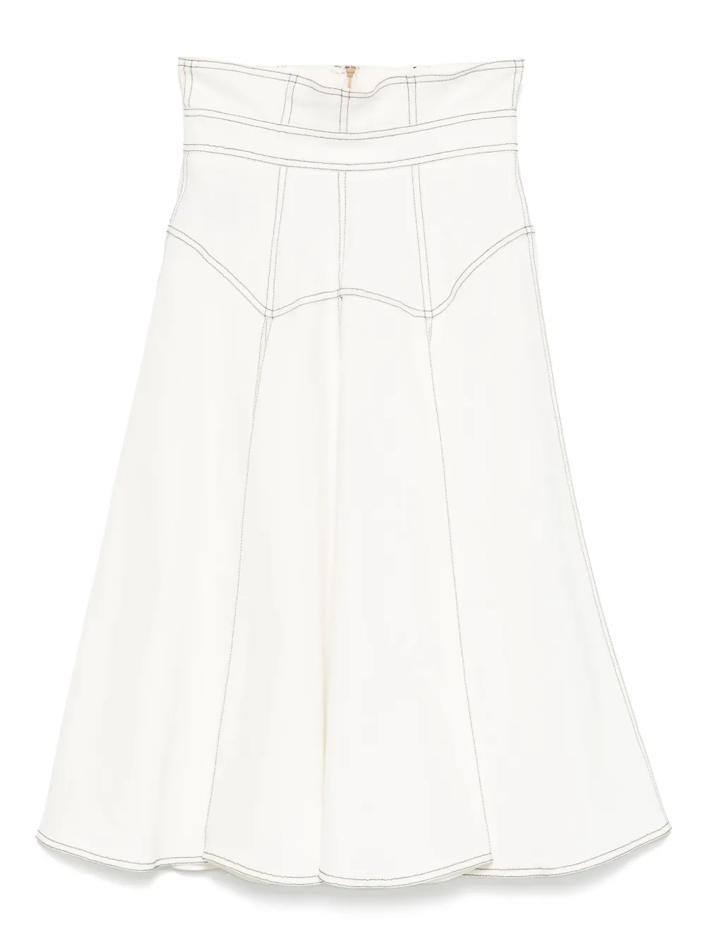 Murmur Underline Midi Skirt In White