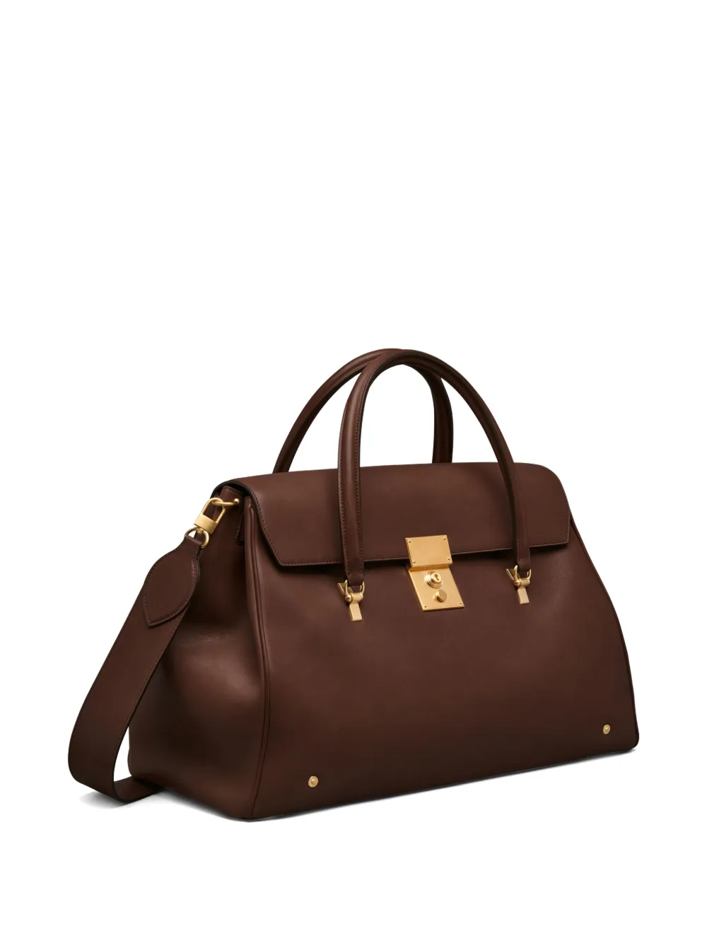 Thom Browne Leather Holdall Bag In Brown
