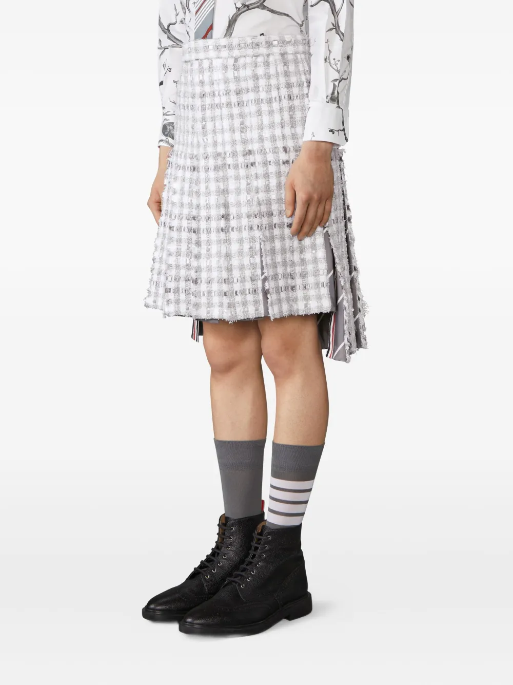 Thom Browne Plooirok met franje Grijs