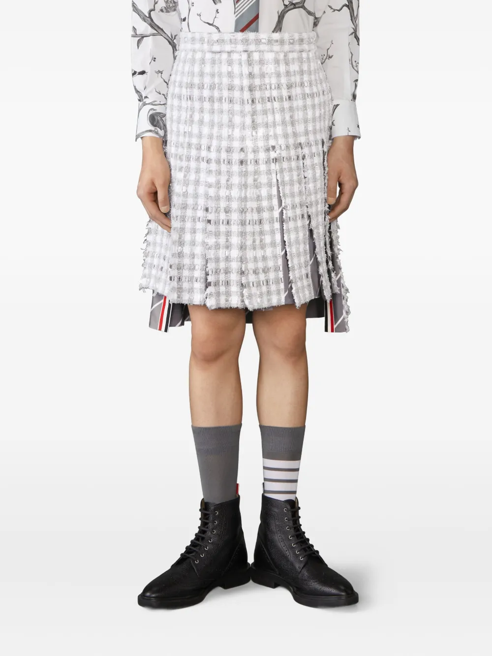 Thom Browne Plooirok met franje Grijs