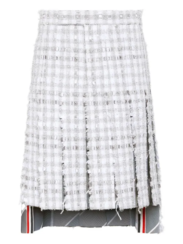 Thom Browne ギンガムチェック ツイードスカート | グレー | FARFETCH JP