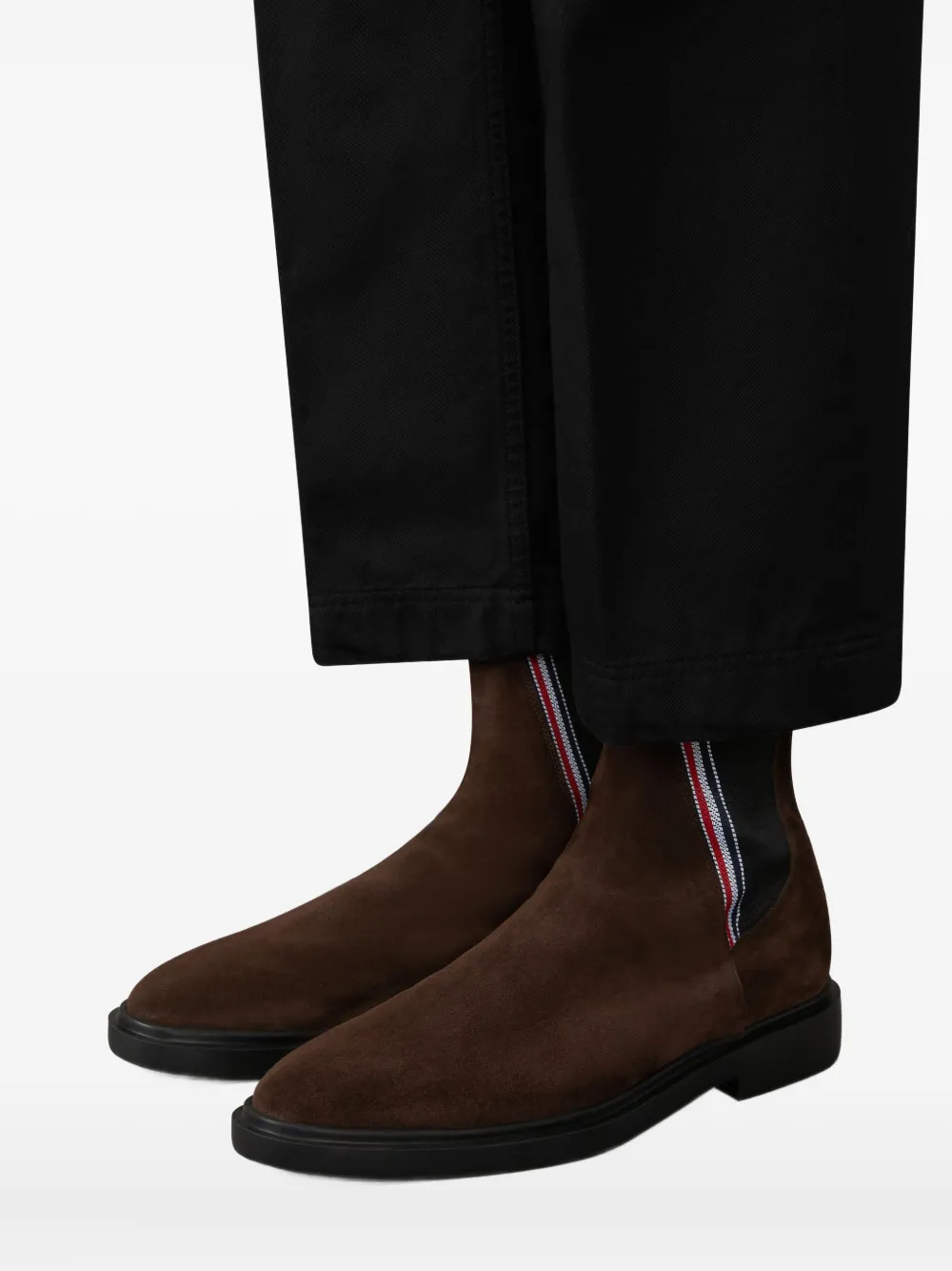 Thom Browne Grosgrain Loop Tab Chelsea Boots In Brown
