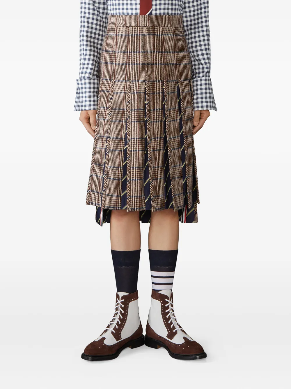 Thom Browne Hunting tweed plooirok Bruin