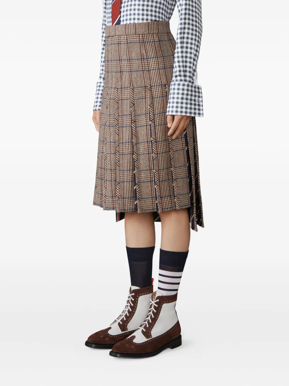 Thom Browne Hunting tweed plooirok Bruin