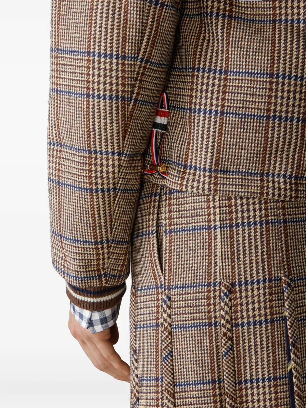 Thom Browne Checked Down Jacket In Brown