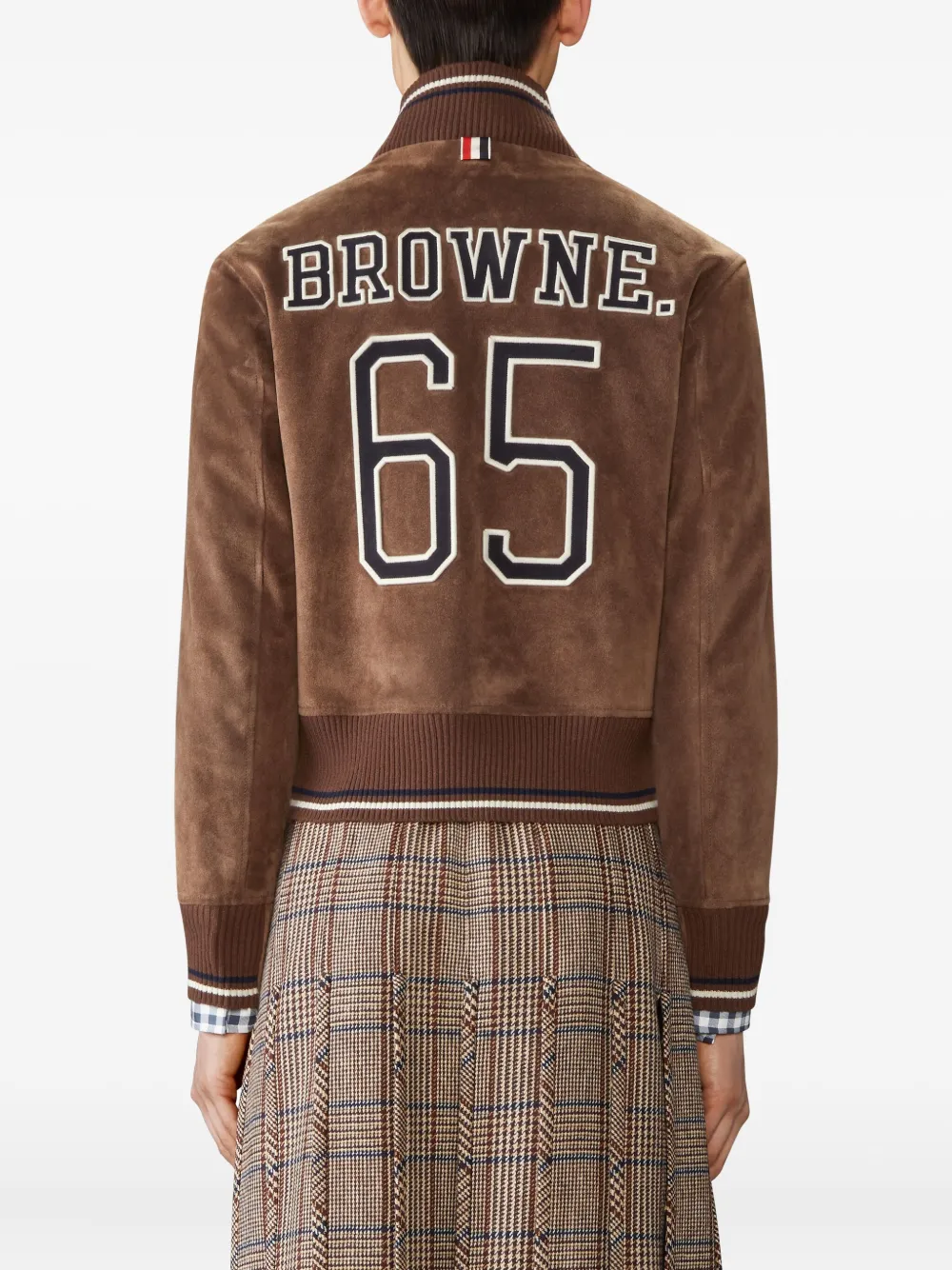 Thom Browne Suède bomberjack met gebreid detail Bruin