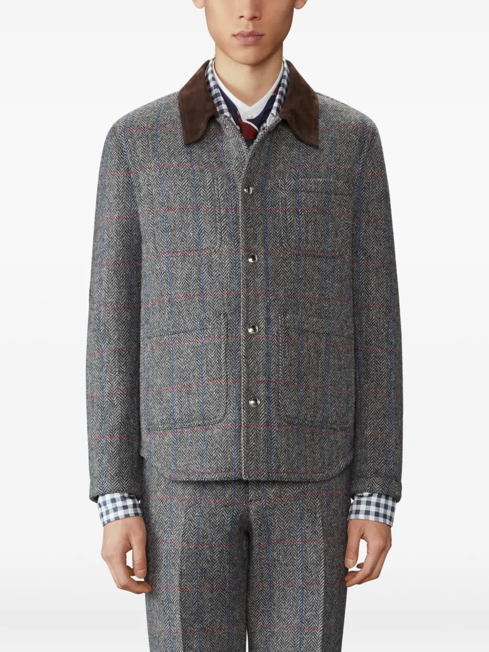Thom Browne Hunting tweed shirtjack Grijs