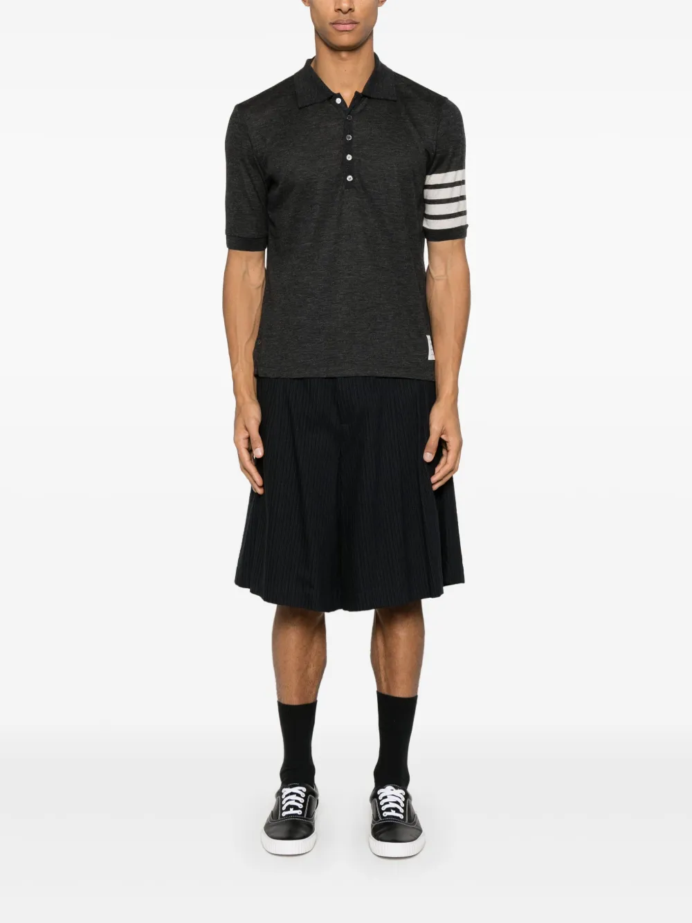 Thom Browne 4-Bar wollen poloshirt - Grijs