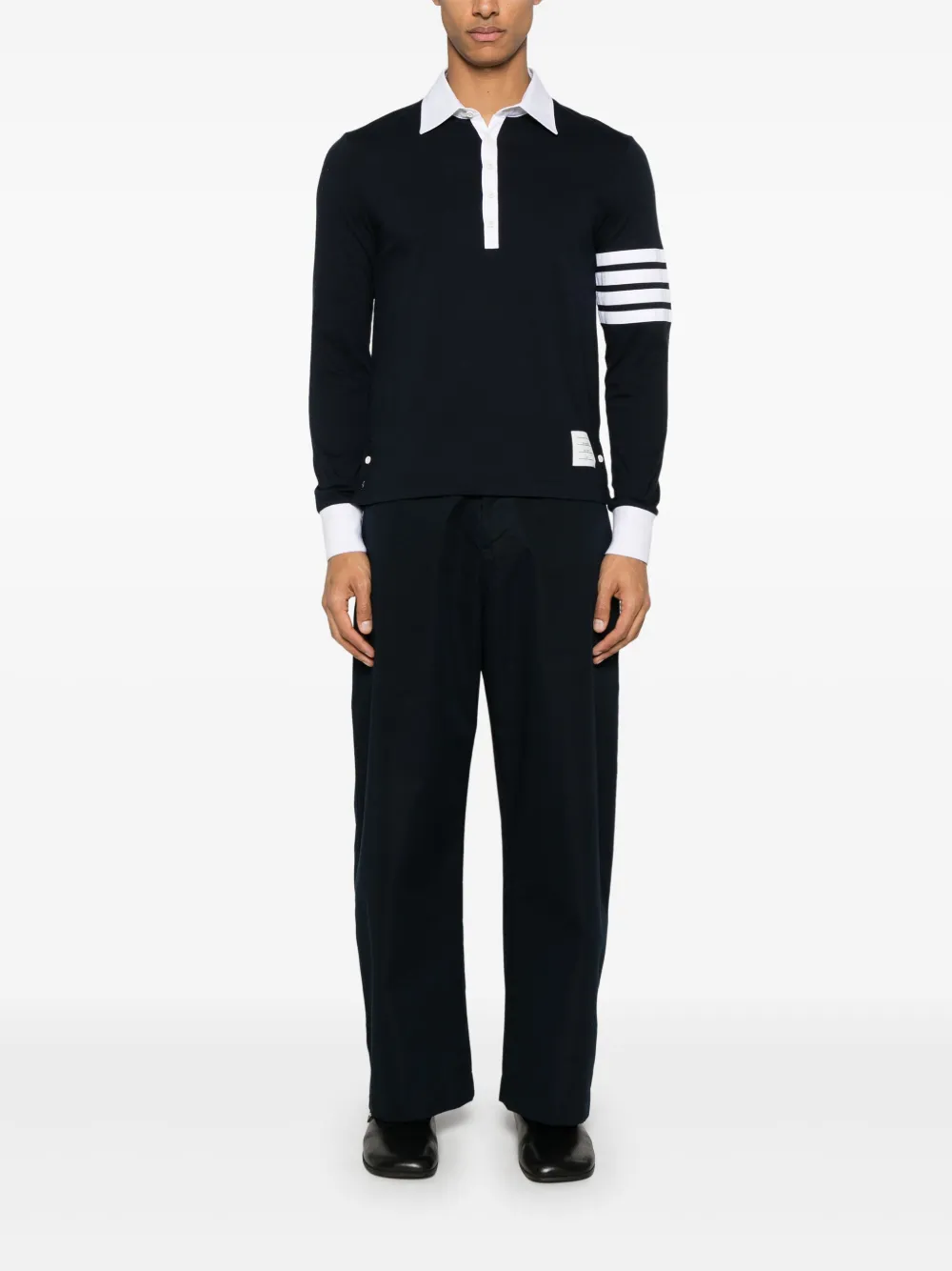 Thom Browne 4 Bar Stripes jersey poloshirt - Blauw
