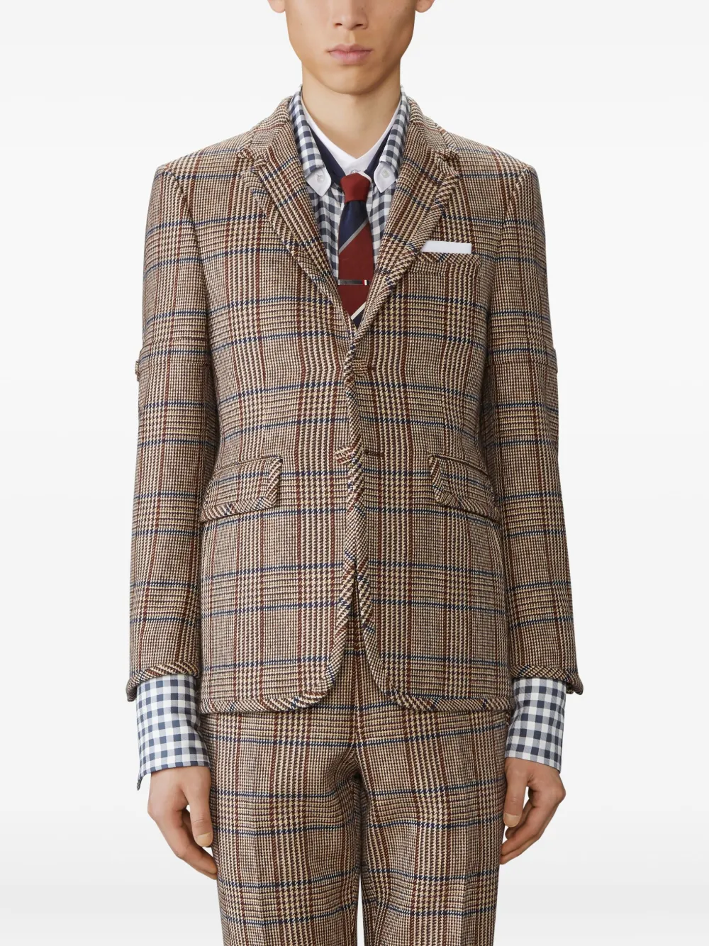Thom Browne Checked Blazer In Brown