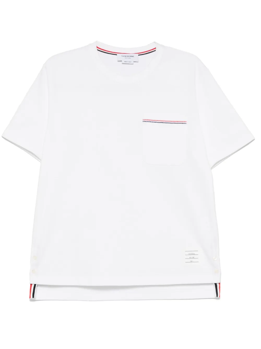 Thom Browne Jersey T-shirt met RWB-afwerking Wit