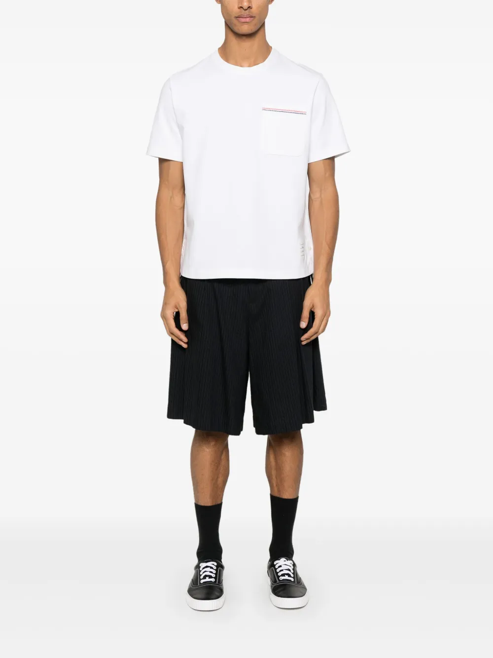 Thom Browne Jersey T-shirt met RWB-afwerking Wit
