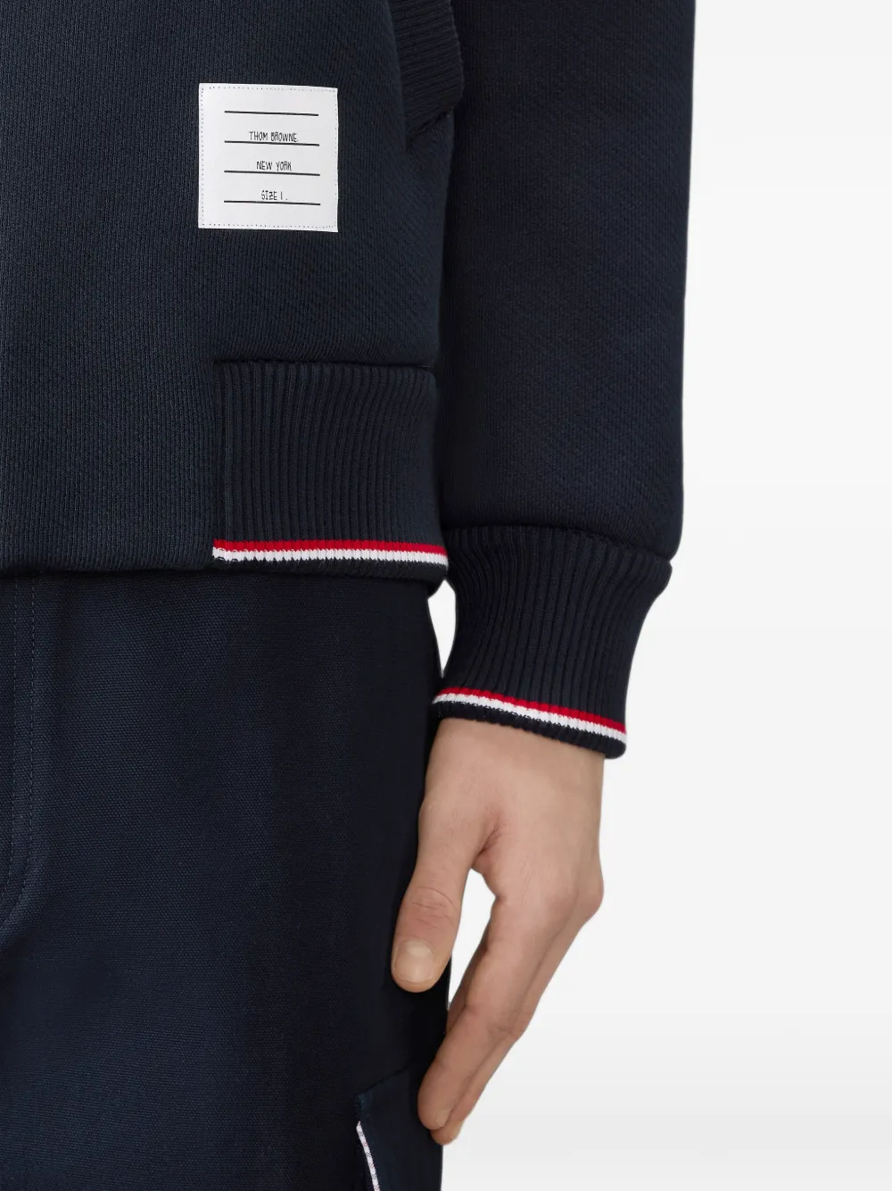 Thom Browne Loopback oversized jack met RWB-streep Zwart