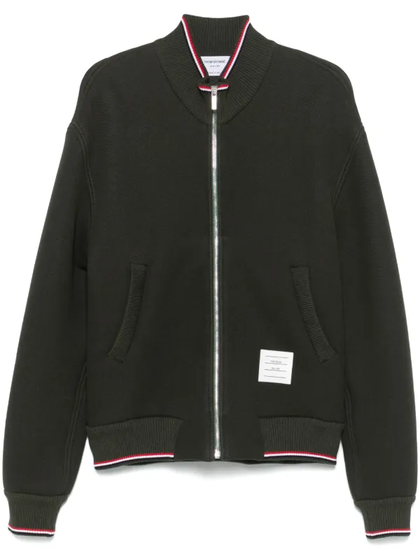 Thom Browne Loopback Oversized RWB Stripe Jacket in Green