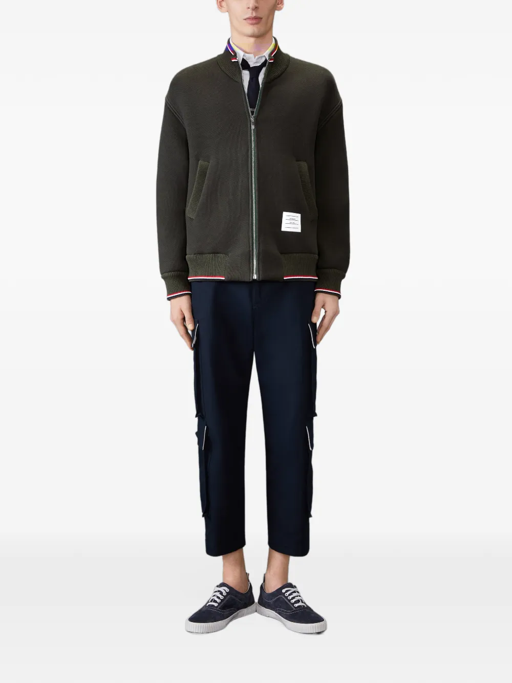 Thom Browne Loopback oversized jack met RWB-streep Groen